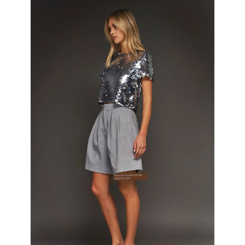 Mirror Large round Sequin Tops + Skirt Fashionable Disco Nightclub Hip Hop Dance Party Fashionable Suit