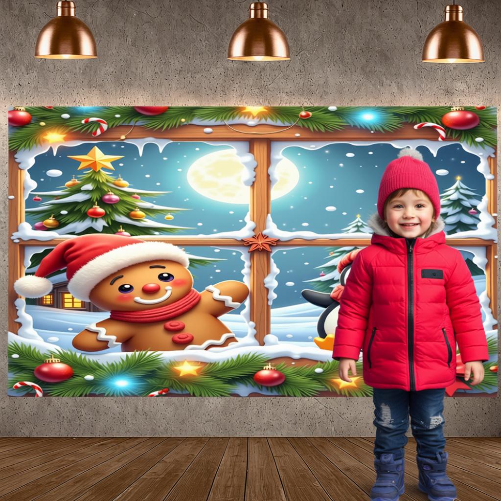 Winter Backdrop Red Scarf Festive Backdrop Holiday Background Colorful Ornaments Xmas Display For Christmas Party Home Decor