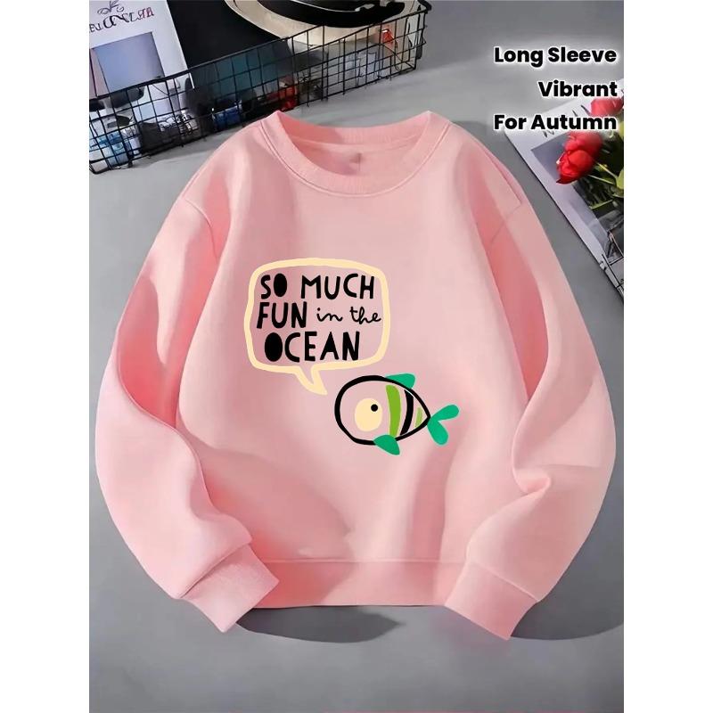 European Sizes Kids' Crewneck Sweatshirt - So Much Fun In The Ocean , Sportswear And Casual Wear, Soft And Comfortable, Clothing, Teenagers