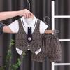 Children Boys Cotton Clothes Outfits Gentleman Tie Patchwork Vest T-Shirt 2pcs/Set Toddler Kids Clothing Sets Suit