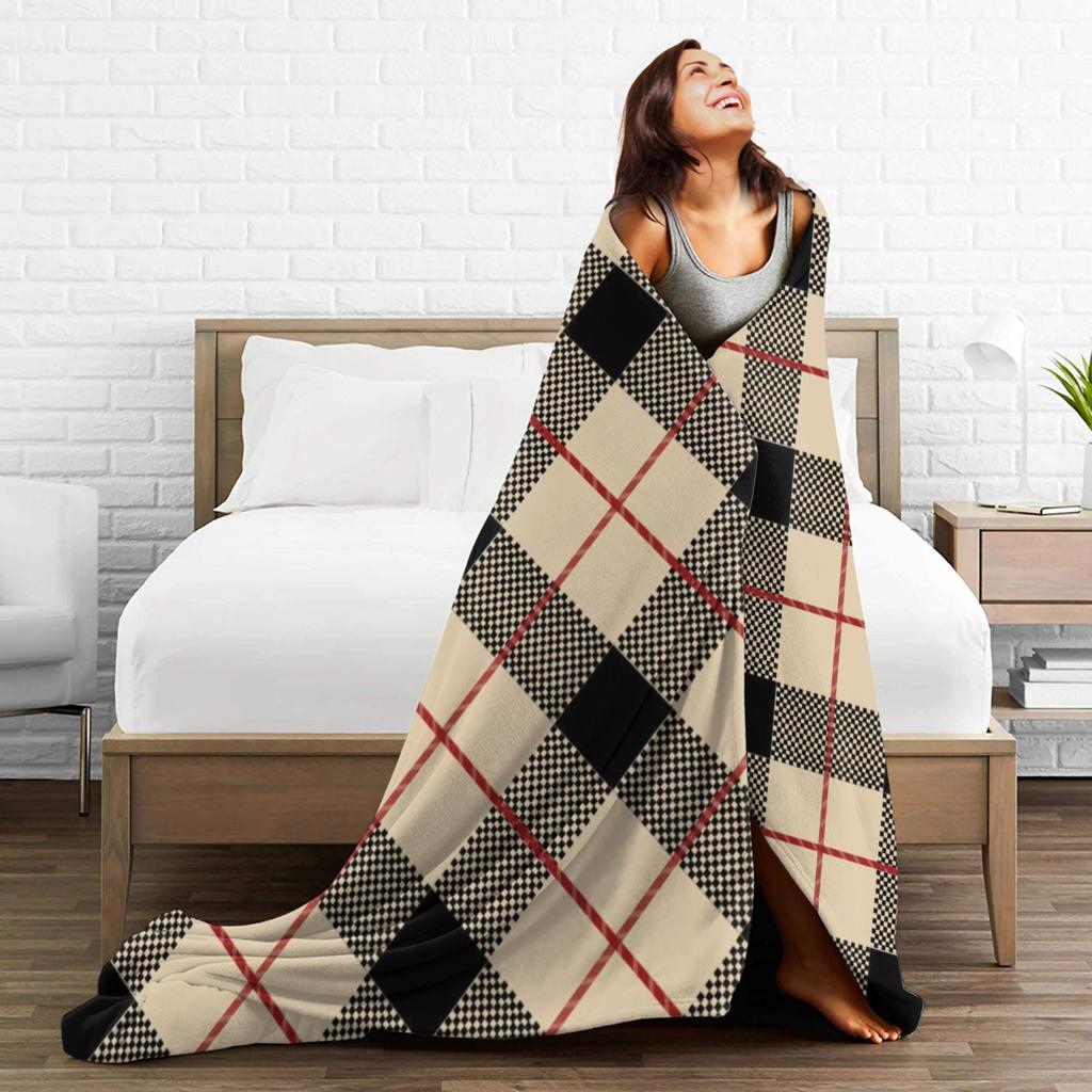 Yellow Tartan Soft Warm Blanket Children Plush Throw Blanket Novelty Couch Bed Flannel Bedspread Sofa Bed Cover