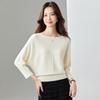 Women's Loose Batwing Sleeve 3/4 Sleeve Knit Top