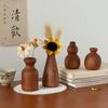 Retro Wooden Flower Vase Desktop Aesthetic Flower Bottle Decorative Plant Pot Arrangement Vase Home Decor Ornaments