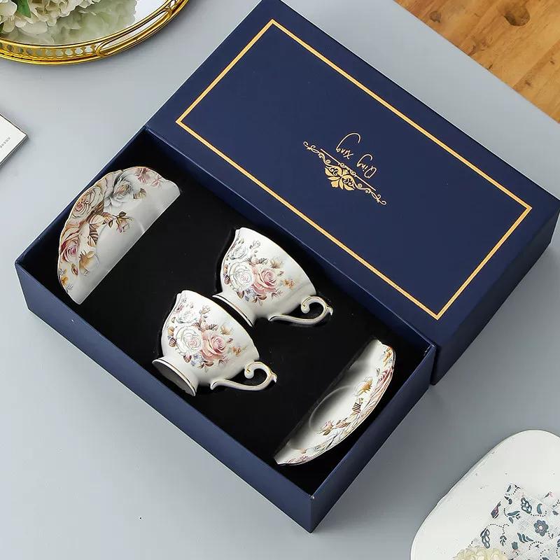 Vintage Floral Bone China Coffee Tea Set, Retro Rose Ceramic Teapot Cup Saucer, Elegant British Style Tableware for Afternoon Tea
