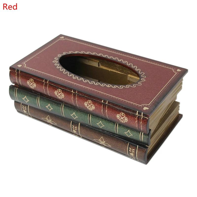 Table Tissue Box Book Shaped Wooden Organizer Rectangle Tissue Case For Restaurant Household Tissue Storage Box Home Decor
