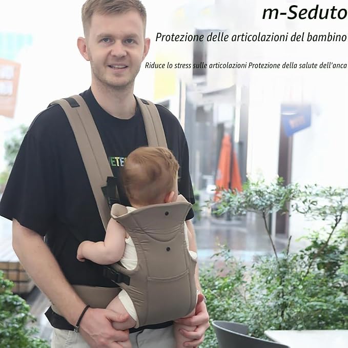 Baby carrier, suitable for babies 0-24 months, with foldable neck protection