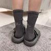 Trendige japanische verdickte Sportsocken für mittlere Wadenlänge - Einfarbige reine Baumwolle für Damen & Herren, Retro-Stil für Arbeitskleidung