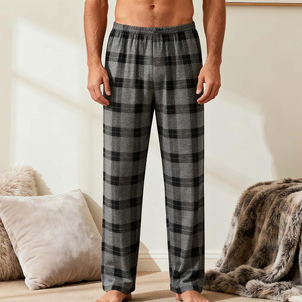 Men's Plaid Stripe Casual Pants Men's Casual Fashion Pajama Pants