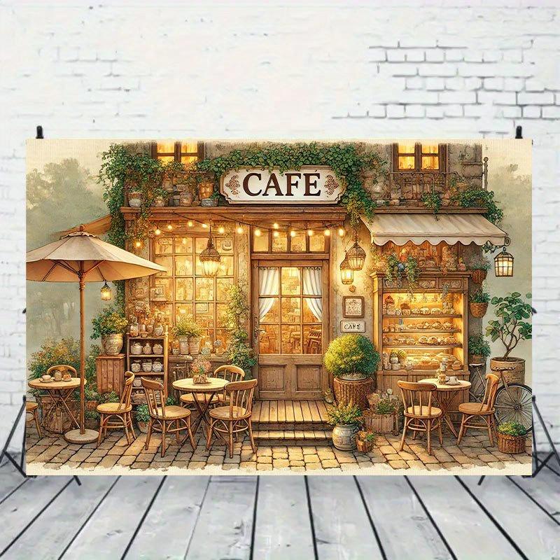 2D plane, 1 piece of retro café-style polyester background fabric, suitable for photography, indoor and outdoor parties.