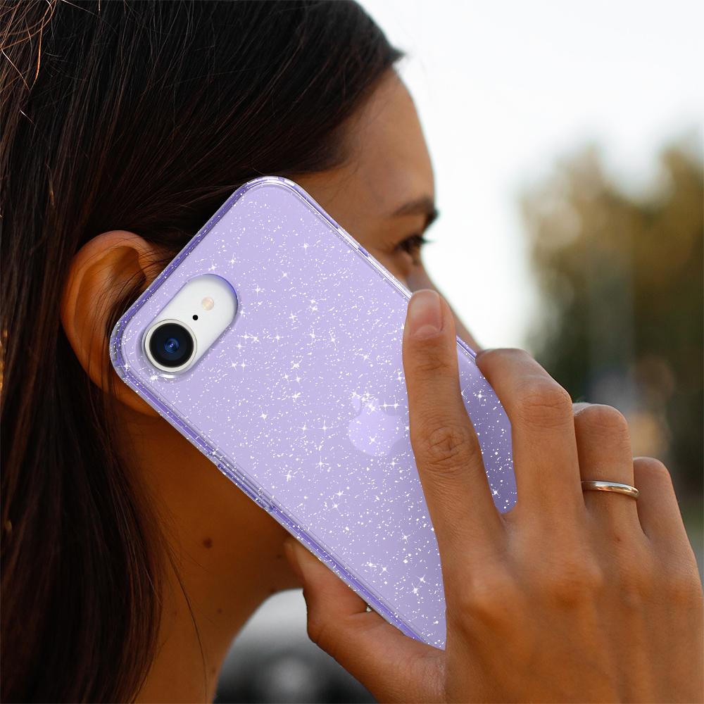 GW18 For iPhone 16e Case Glitter Powder Decor Clear TPU + PC Shockproof Phone Cover Anti Scratch