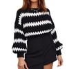 Women's Fashionable Loose Knit Pullover Striped Sweater