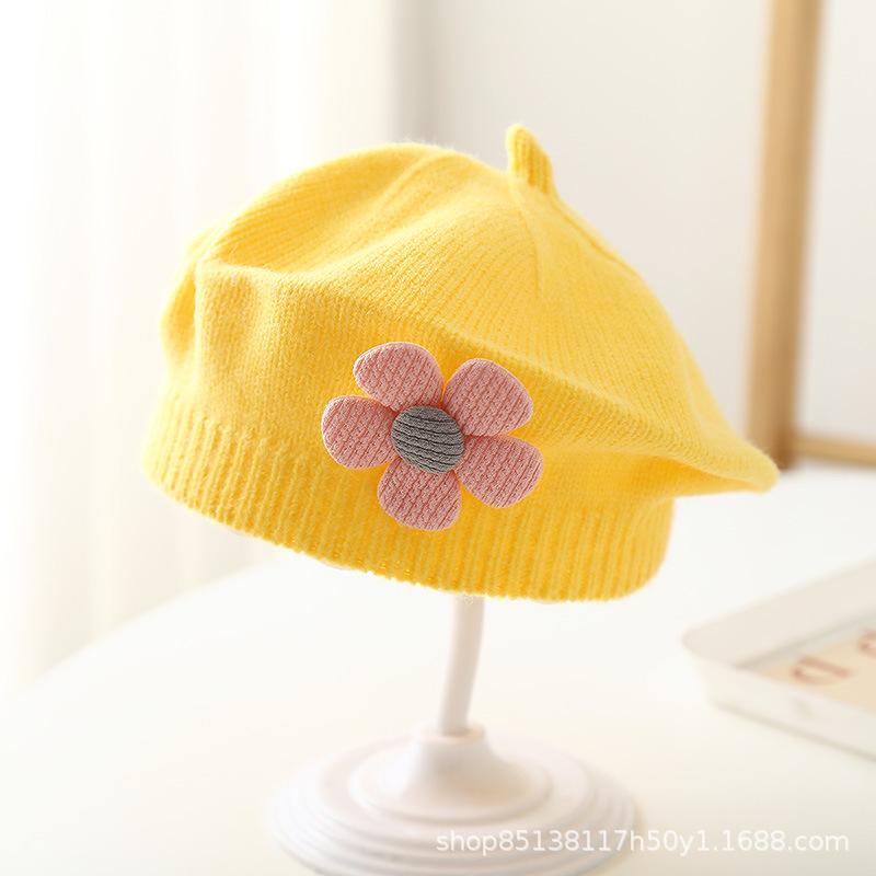 Winter Baby Cute Flower Knitted Beret Woolen Hat