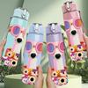 1PC Puppy Dog Wearing Sunglasses 750ml Color Plastic Sports Water Bottle Leakproof Flip Straw Lid Suitable for Sports Office Home Use