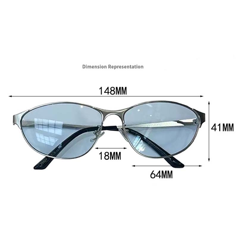 Y2K Metal Frame Cat Eye Sunglasses for Women Men Personalized Street Style Eyewear UV Protection Goggle Shades