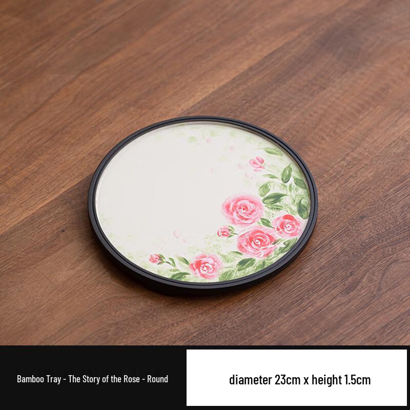 

Hand-Painted Rose Bamboo Tea Serving Tray