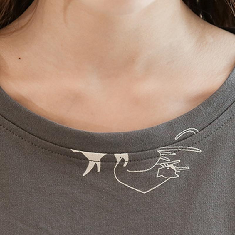 Women's Pajamas Top and Bottom Set Room Wear Room Wear Cat Pattern Long Sleeve Cotton Cute Elegant Soft