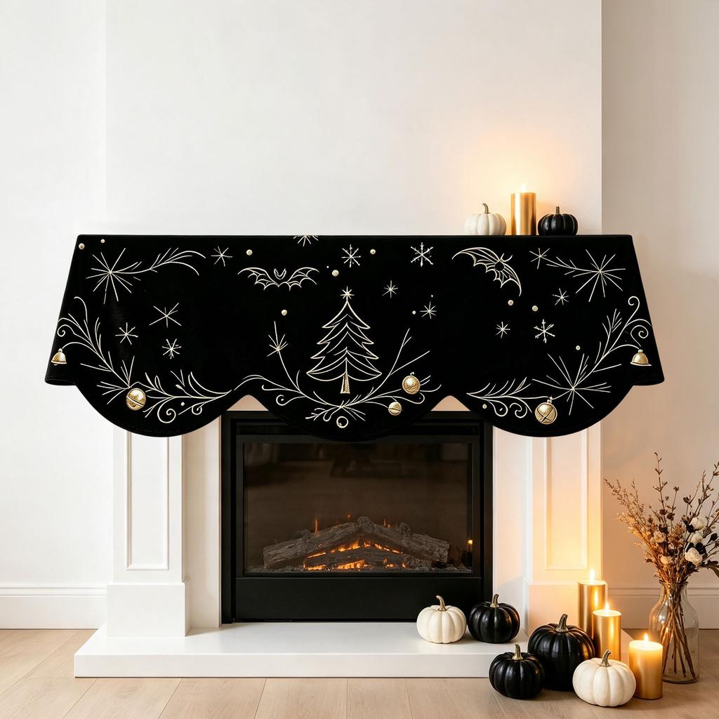 Merry Christmas Fireplace Decoration Fabric for Holiday Party