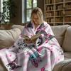 Kuromi Pink & White Stripe Flannel Blanket Soft Warm Throw Japanese Anime Camping Office Bedroom School Nap Blanket Summer Quilt