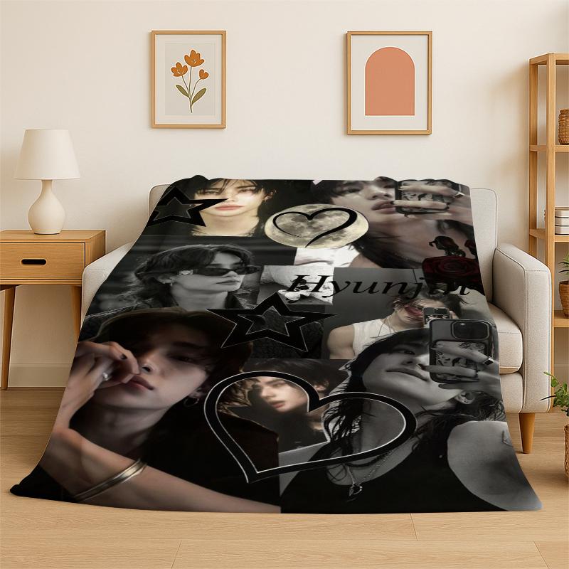 Fashion Kpop Hyunjin Stray Kids Soft Flannel Throw Blanket,Cozy Blanket for Bed,Couch,Sofa,Bedroom,Living Room,Picnic Camping
