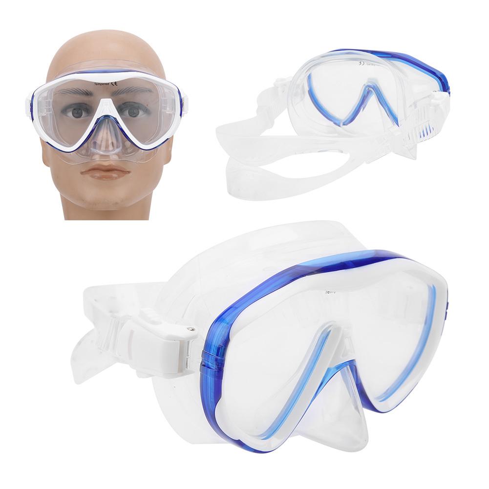 Adult Diving Goggles Face Shield Glasses Silicone Professional Snorkeling Equipments(MK‑102 Blue )
