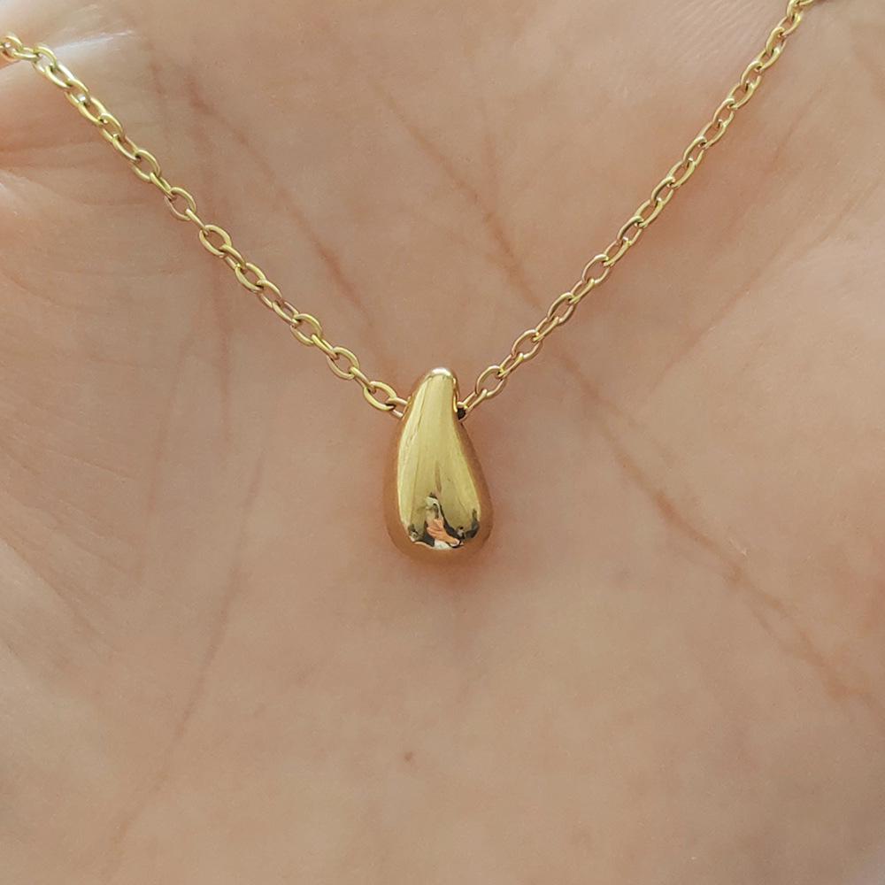Mini 18K Gold Colorfast Teardrop Necklace - Handmade Mirror Polished Water Drop Design