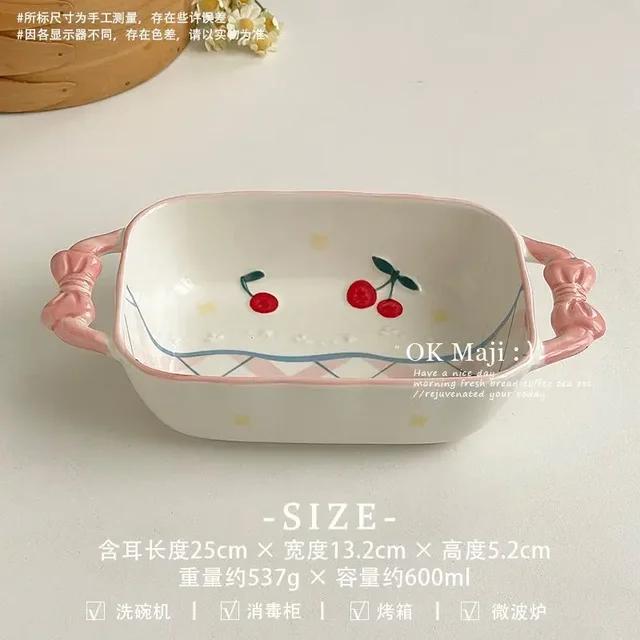 Instagram Cherry Plate Home Vegetable Plate Breakfast Plate High Beauty Dessert Cute Ceramic Tableware Flat Dish Set Decoration