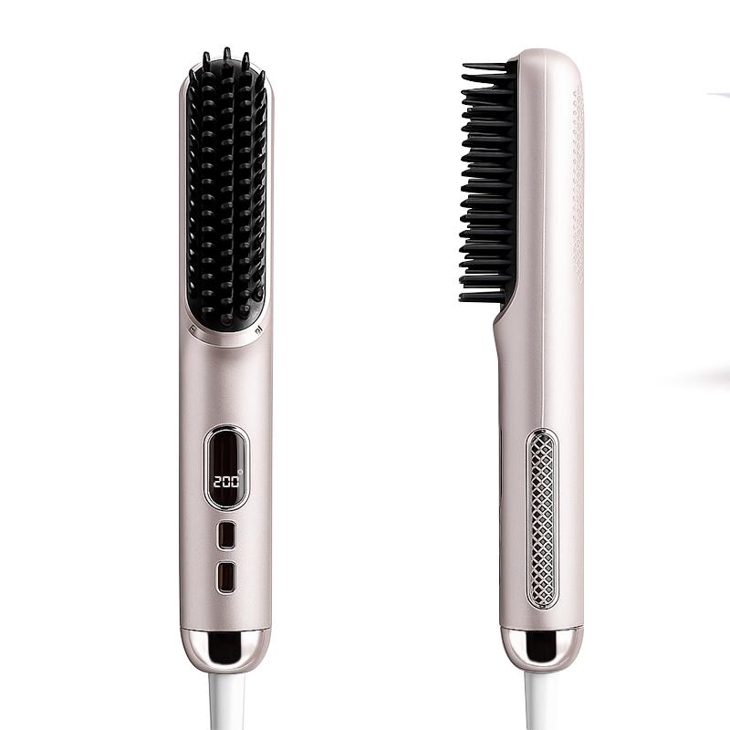 PTC Fast Heating Ionic Anti-Frizz Auto Shut Off Portable Travel OEM Factory Cold Air Hair Straightening Brush Hair Comb