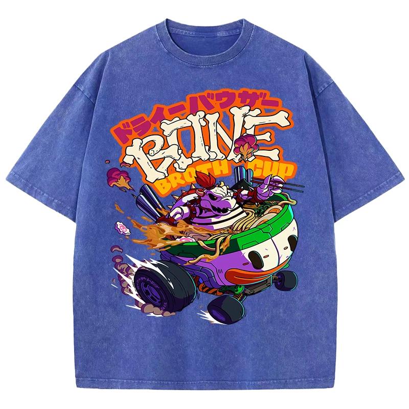 

Футболка с черепом Анималистичный принт в лапше быстрого приготовления мужская и женская стирка водой Ретро футболка повседневный свободный топ футболка 3XL