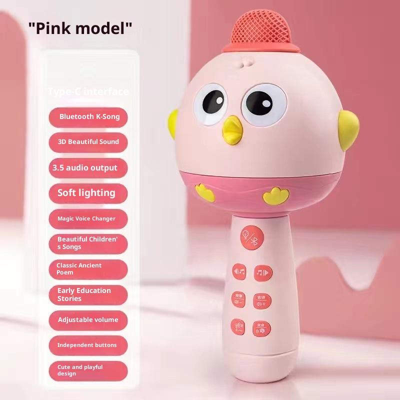 

Cute Children Wireless Microphone Music Bluetooth Karaoke Musical Educational Rechargeable Children Singing Machine Ktv Player рожевий