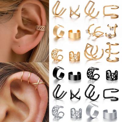 Náušnice zlaté lístočky Neprepichujúce spony do uší Náušnice s falošnou chrupavkou Náušnice so sponou pre ženy Muži Šperky Darčeky