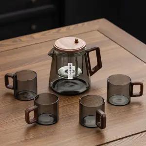 Glas Fließende Tasse Vollglas Innentank Tee Trennung Brühen Teekanne Ein-Knopf-Filter Teebereiter Set Teetasse