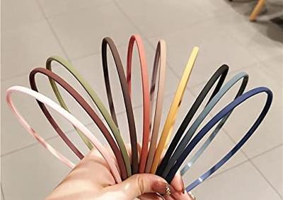 RedChimes 12 Pcs Fashion Plastic Elastic Hair Bands Wavy Hair Comb Black Brown Headband Teeth Comb Shine Hairband Hoop Matte Hairbands Hair Accessor