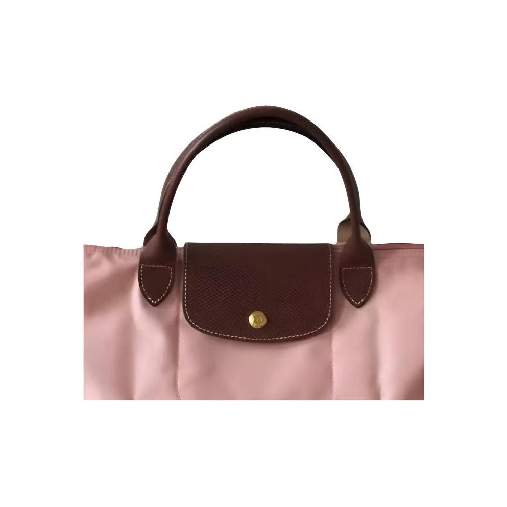 Longchamp Le Pliage Faltbare Tasche mit Lederbesatz 30L Nylon-Canvas Knödel-Tragetasche Groß Damen-Tragetaschen Pink Tea L1624089P96