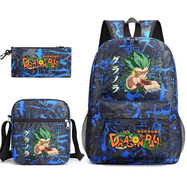 Dragon Ball Z Printed Backpack Set 3-Piece Casual School Bag For Boys And Girls Youth With Pencil Case Shoulder Bag