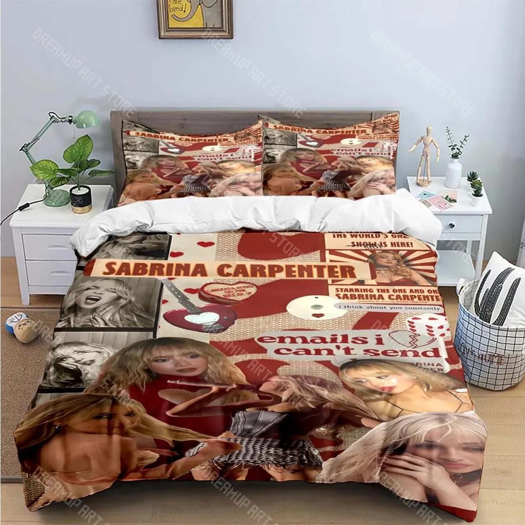 3D-Druck S-Sabrina Carpenter Sängerin Bettwäschesets Exquisites Bettzubehörset Bettbezug Bettdecke Set Bettwäscheset Luxus