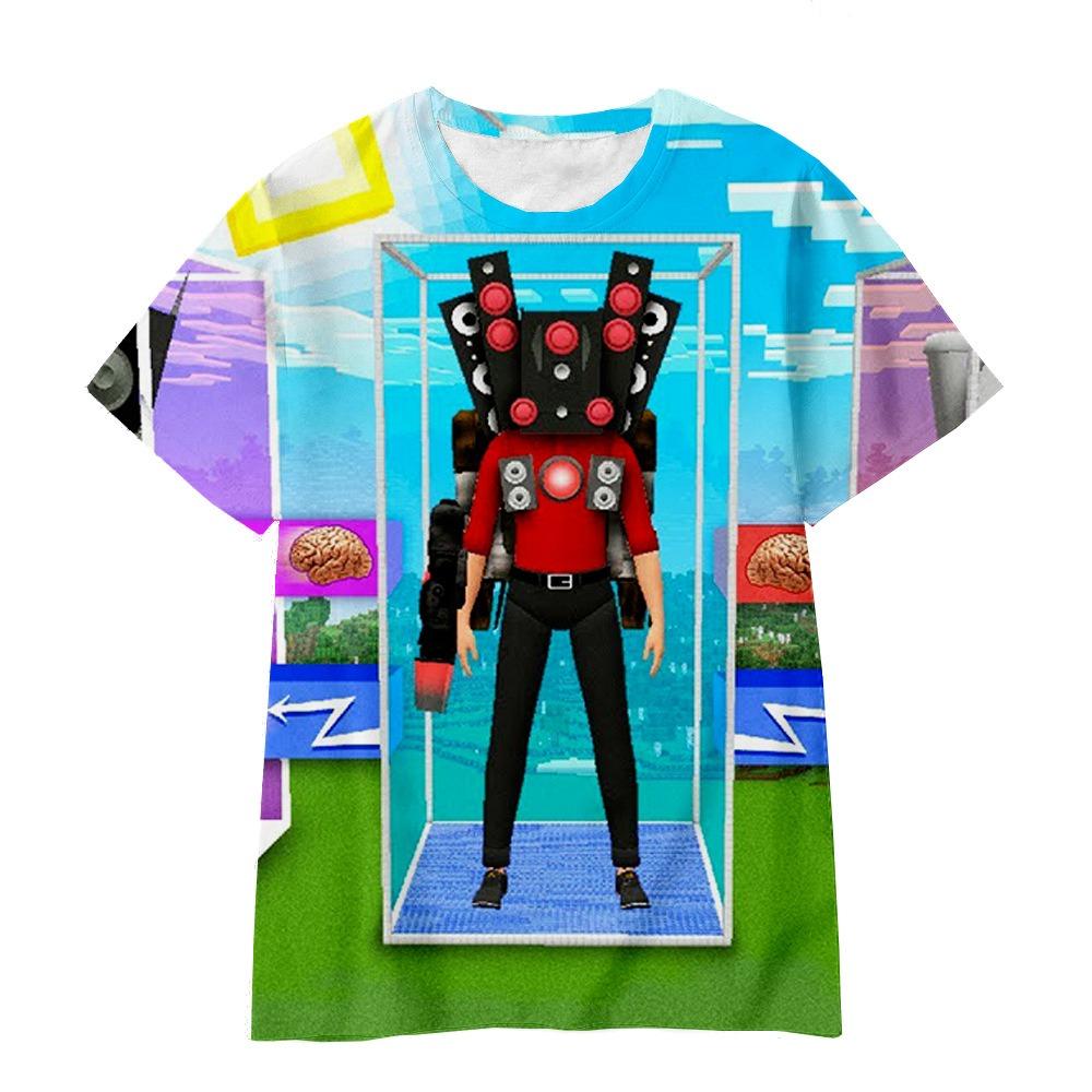 Cartoon Animation Surveillance Man Toilet Man TV Man Funny Cartoon Series 3D Printing Casual Loose Children's Clothing T-Shirt