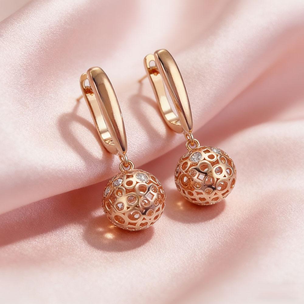 SIMJOO Розовое золото Модные геометрические формы Благородные женские серьги-подвески с камнями