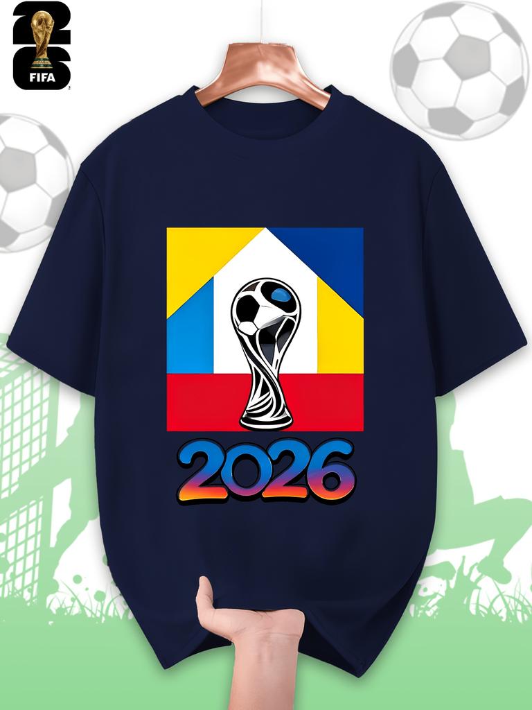 FIFA World Cup Men's Printed Short-sleeved T-shirt, a Fashionable and Trendy Summer Top, Comfortable and Well-fitting