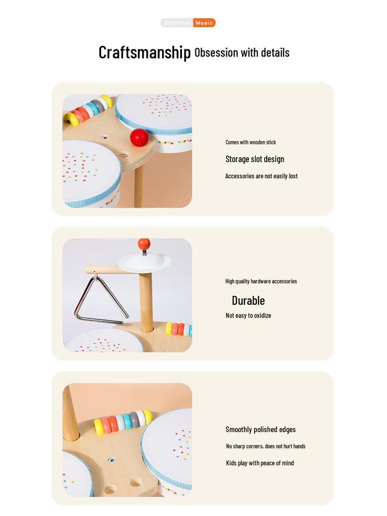 Montessori Wooden Multifunctional Drum Set for Kids - Cultivate Musical Talent with Five-Note Educational Toy