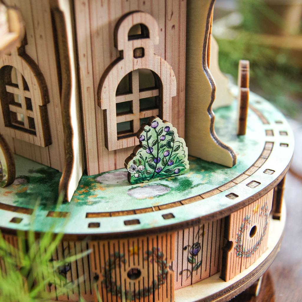 DIY 3D Wooden Puzzle Tree House Music Box Miniature Model Kits Assembly Jigsaw Puzzles for Friends Birthday Gifts