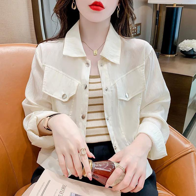 Women's Summer Thin Sun Shirt Casual Long-sleeved Loose Short Jacket