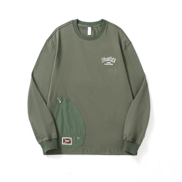Autumn And Winter Heavy Retro Khaki Long-Sleeved T-Shirt Men'S Loose Large Size Trendy Brand Bottoming Shirt American Sweater Top