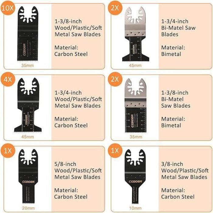Outil Multifonction Saw Blades Accessoires Kit, CGBOOM 28 Pcs Oscillants Lame de scie universelle pour Fein Multimaster, Dremel, Bos