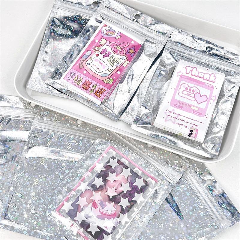 Bolsa de embalaje transparente con láser de 10 piezas con cierre de cremallera, bolsa de almacenamiento de alimentos, joyas, regalo, bolsa de paquete comercial de PVC