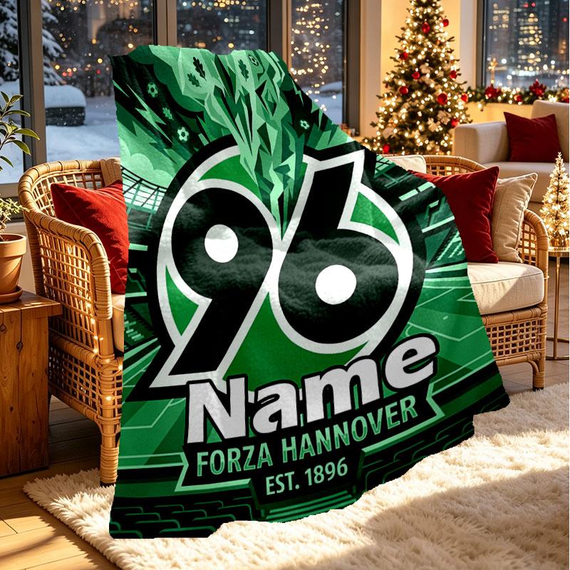 Custom Name Personalized Hannover 96 Football Print Blanket, Home Decor, Bedroom, Sofa, Camping, Couch, Gifts for Birthday Christmas