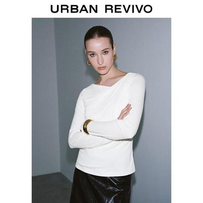 UR2026 Women's Draped Neck Long-Sleeve T-shirt