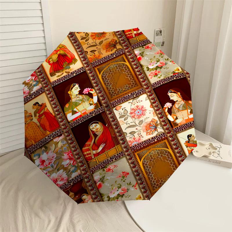 

1PC Floral Patterns WomenAutomatic Open/Close Umbrella with Windproof, 8-Rib Sturdy Canopy, Durable Ribs, Fashionable Design1294A