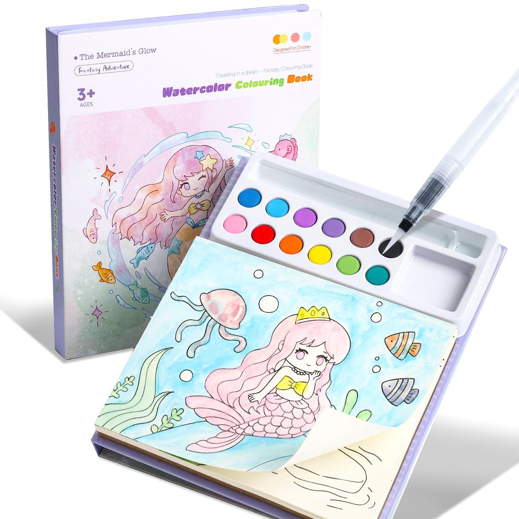 Coloring Book Water Drawing Brush Paint Kit Kid's Watercolor Gouache Graffiti Sticky Notes Coloring DIY Paints Painting Set