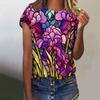 Flower Bird Butterfly 3D Print T-Shirt Women's O-Neck Casual Short Sleeve T Shirt Streetwear Harajuku Tees Tops Female Clothing