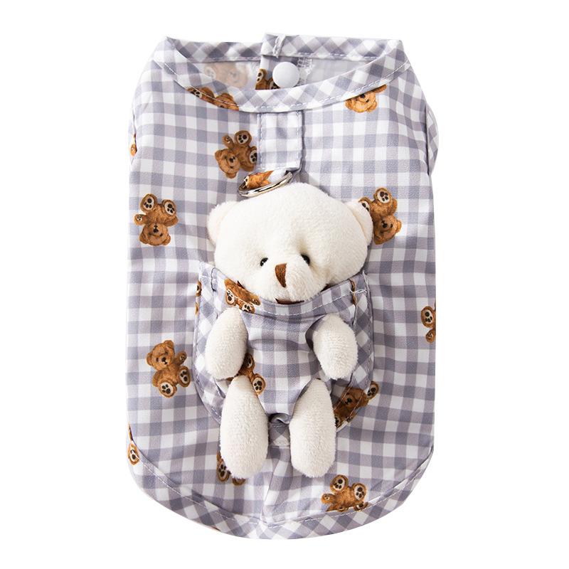 Sommer-Haustier-Kleidung, süßer Aufdruck, Mantel, für kleine und mittelgroße Hunde, Katzen, Hemd, Jacke, Teddy, französische Bulldogge, Chihuahua, Sommer-Outfit